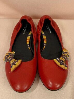 Red Leather Ballerina Flats